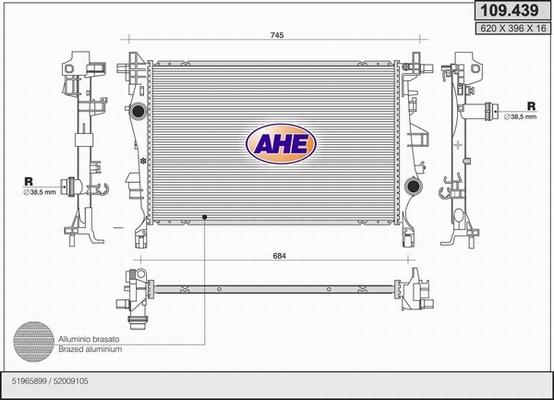 AHE 109.439 - Radiators, Motora dzesēšanas sistēma autodraugiem.lv