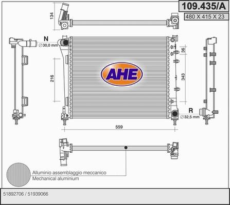 AHE 109.435/A - Radiators, Motora dzesēšanas sistēma autodraugiem.lv