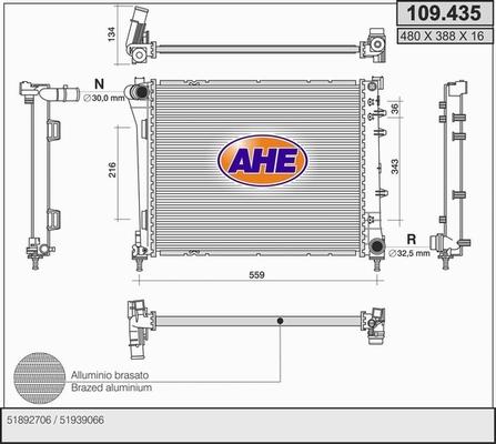 AHE 109.435 - Radiators, Motora dzesēšanas sistēma autodraugiem.lv