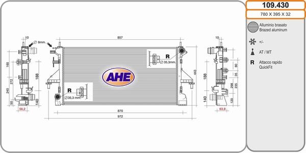 AHE 109.430 - Radiators, Motora dzesēšanas sistēma autodraugiem.lv