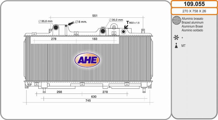 AHE 109.055 - Radiators, Motora dzesēšanas sistēma autodraugiem.lv