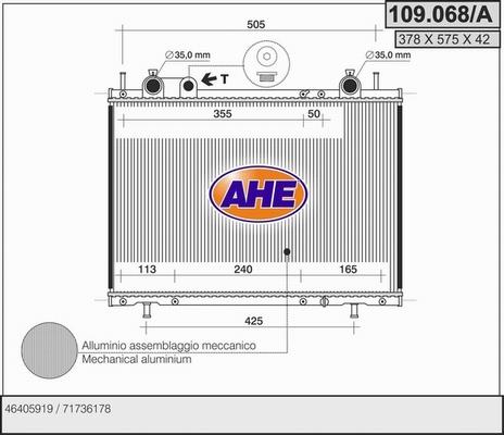 AHE 109.068/A - Radiators, Motora dzesēšanas sistēma autodraugiem.lv
