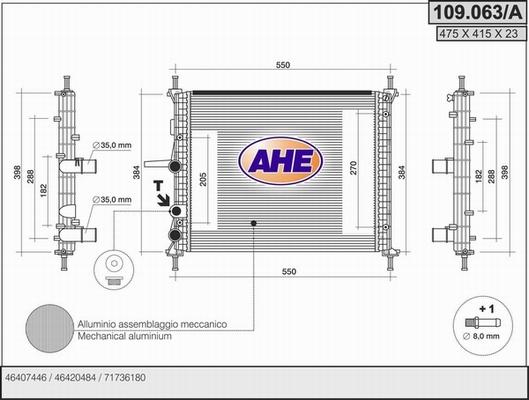 AHE 109.063/A - Radiators, Motora dzesēšanas sistēma autodraugiem.lv