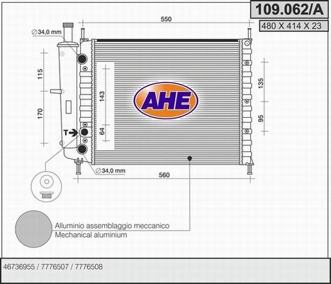 AHE 109.062/A - Radiators, Motora dzesēšanas sistēma autodraugiem.lv