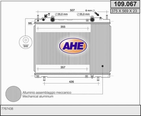 AHE 109.067 - Radiators, Motora dzesēšanas sistēma autodraugiem.lv
