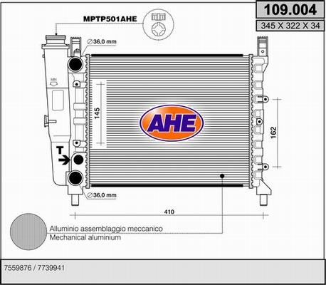 AHE 109.004 - Radiators, Motora dzesēšanas sistēma autodraugiem.lv