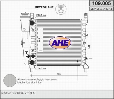 AHE 109.005 - Radiators, Motora dzesēšanas sistēma autodraugiem.lv