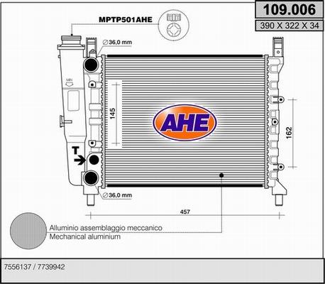 AHE 109.006 - Radiators, Motora dzesēšanas sistēma autodraugiem.lv