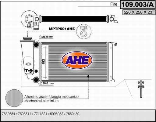 AHE 109.003/A - Radiators, Motora dzesēšanas sistēma autodraugiem.lv