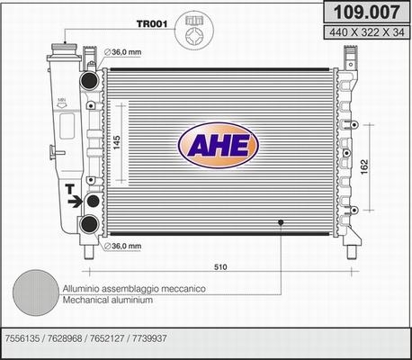 AHE 109.007 - Radiators, Motora dzesēšanas sistēma autodraugiem.lv