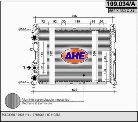 AHE 109.034/A - Radiators, Motora dzesēšanas sistēma autodraugiem.lv