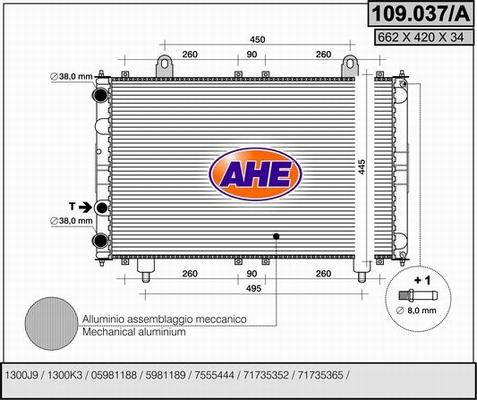 AHE 109.037/A - Radiators, Motora dzesēšanas sistēma autodraugiem.lv