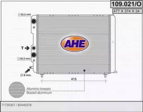 AHE 109.021/O - Radiators, Motora dzesēšanas sistēma autodraugiem.lv