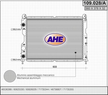 AHE 109.028/A - Radiators, Motora dzesēšanas sistēma autodraugiem.lv