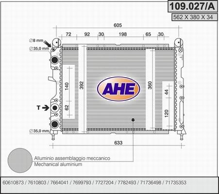 AHE 109.027/A - Radiators, Motora dzesēšanas sistēma autodraugiem.lv