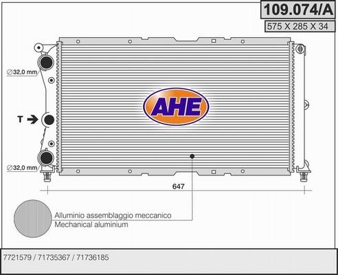 AHE 109.074/A - Radiators, Motora dzesēšanas sistēma autodraugiem.lv