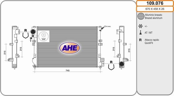 AHE 109.076 - Radiators, Motora dzesēšanas sistēma autodraugiem.lv