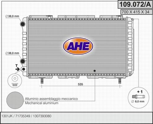 AHE 109.072/A - Radiators, Motora dzesēšanas sistēma autodraugiem.lv