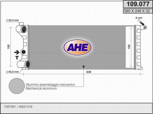 AHE 109.077 - Radiators, Motora dzesēšanas sistēma autodraugiem.lv