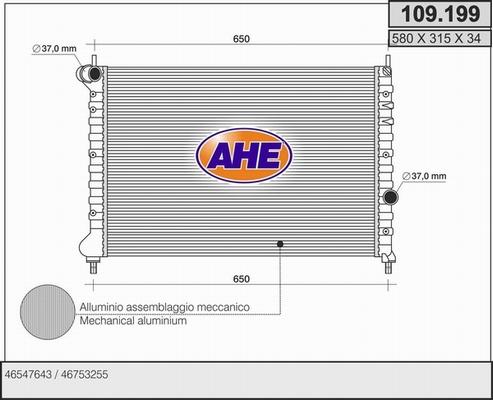 AHE 109.199 - Radiators, Motora dzesēšanas sistēma autodraugiem.lv