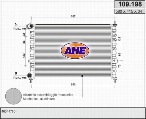 AHE 109.198 - Radiators, Motora dzesēšanas sistēma autodraugiem.lv