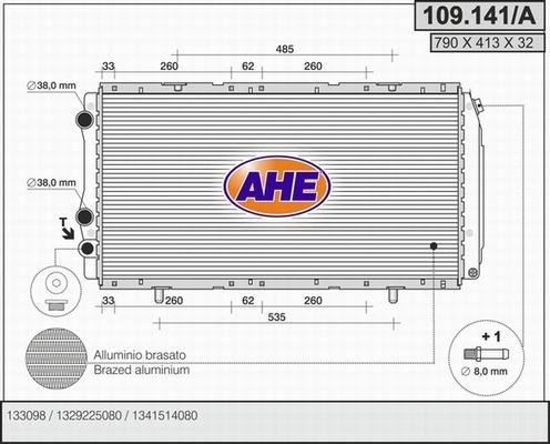 AHE 109.141/A - Radiators, Motora dzesēšanas sistēma autodraugiem.lv
