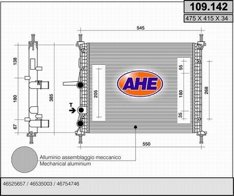 AHE 109.142 - Radiators, Motora dzesēšanas sistēma autodraugiem.lv