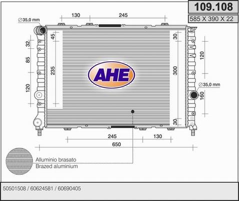 AHE 109.108 - Radiators, Motora dzesēšanas sistēma autodraugiem.lv