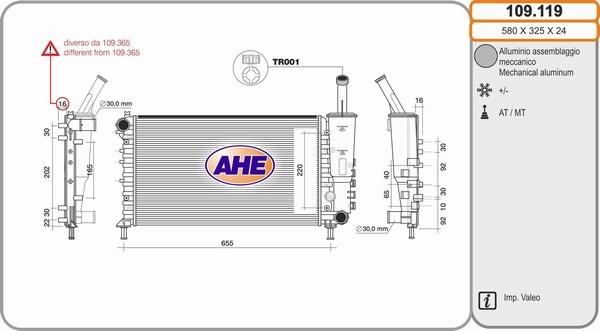 AHE 109.119 - Radiators, Motora dzesēšanas sistēma autodraugiem.lv