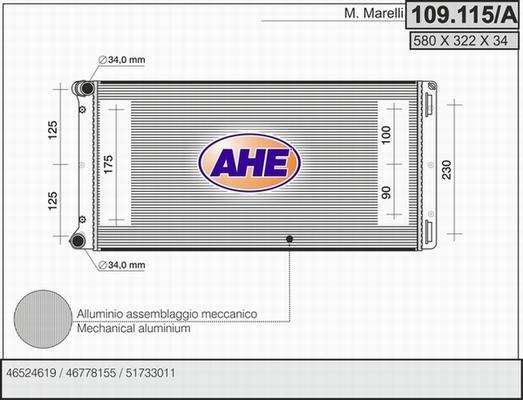 AHE 109.115/A - Radiators, Motora dzesēšanas sistēma autodraugiem.lv