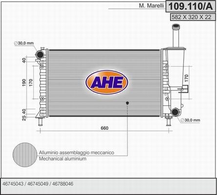 AHE 109.110/A - Radiators, Motora dzesēšanas sistēma autodraugiem.lv