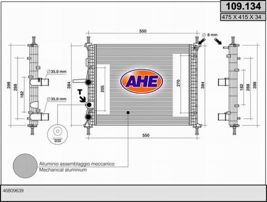 AHE 109.134 - Radiators, Motora dzesēšanas sistēma autodraugiem.lv