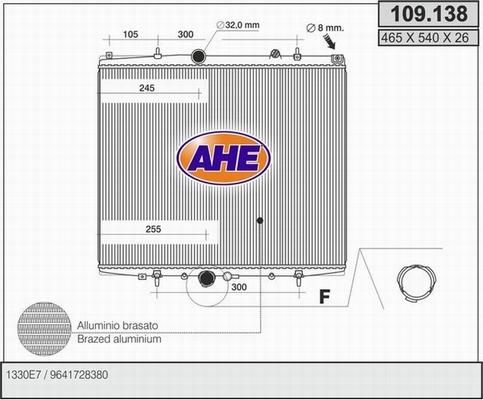 AHE 109.138 - Radiators, Motora dzesēšanas sistēma autodraugiem.lv