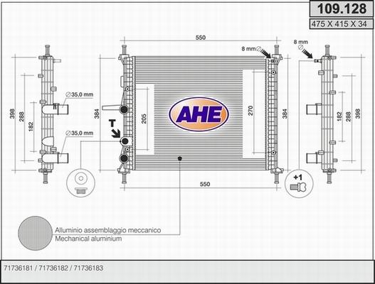 AHE 109.128 - Radiators, Motora dzesēšanas sistēma autodraugiem.lv