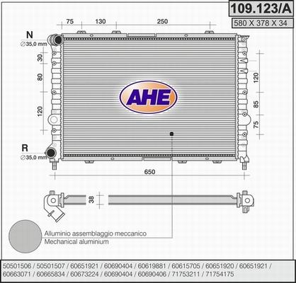 AHE 109.123/A - Radiators, Motora dzesēšanas sistēma autodraugiem.lv