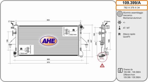 AHE 109.399/A - Radiators, Motora dzesēšanas sistēma autodraugiem.lv
