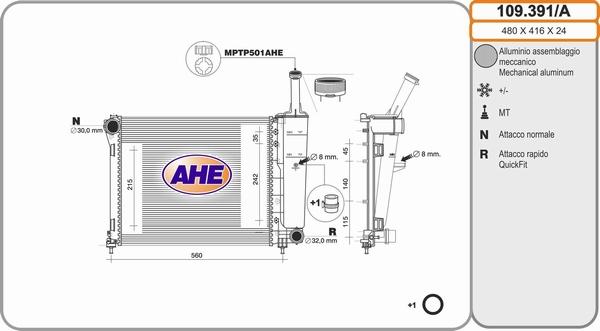 AHE 109.391/A - Radiators, Motora dzesēšanas sistēma autodraugiem.lv