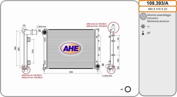 AHE 109.393/A - Radiators, Motora dzesēšanas sistēma autodraugiem.lv