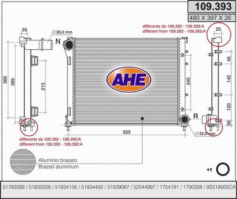 AHE 109.393 - Radiators, Motora dzesēšanas sistēma autodraugiem.lv