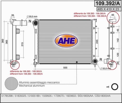 AHE 109.392/A - Radiators, Motora dzesēšanas sistēma autodraugiem.lv