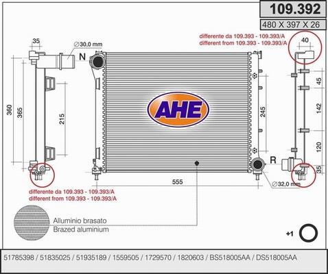 AHE 109.392 - Radiators, Motora dzesēšanas sistēma autodraugiem.lv