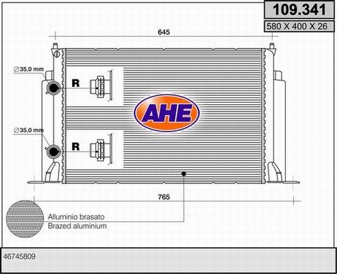 AHE 109.341 - Radiators, Motora dzesēšanas sistēma autodraugiem.lv