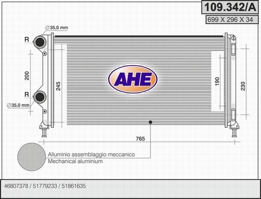 AHE 109.342/A - Radiators, Motora dzesēšanas sistēma autodraugiem.lv