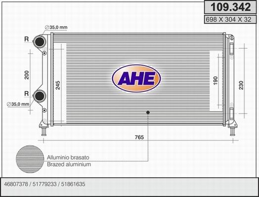 AHE 109.342 - Radiators, Motora dzesēšanas sistēma autodraugiem.lv