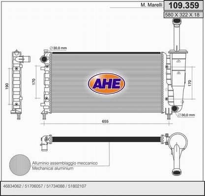 AHE 109.359 - Radiators, Motora dzesēšanas sistēma autodraugiem.lv