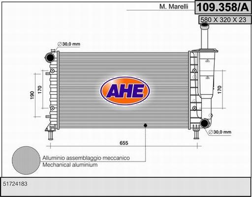 AHE 109.358/A - Radiators, Motora dzesēšanas sistēma autodraugiem.lv