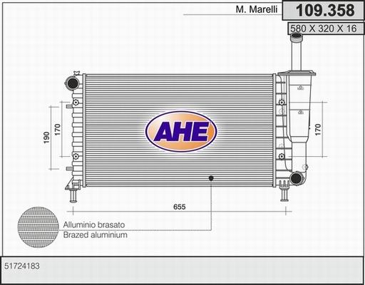 AHE 109.358 - Radiators, Motora dzesēšanas sistēma autodraugiem.lv