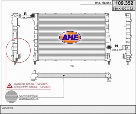 AHE 109.352 - Radiators, Motora dzesēšanas sistēma autodraugiem.lv