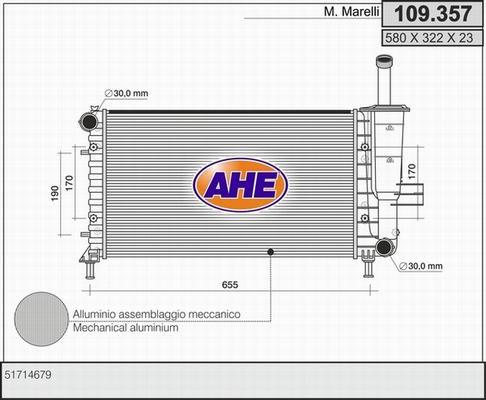 AHE 109.357 - Radiators, Motora dzesēšanas sistēma autodraugiem.lv