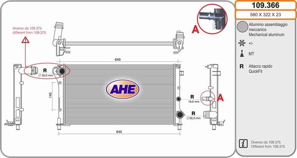 AHE 109.366 - Radiators, Motora dzesēšanas sistēma autodraugiem.lv